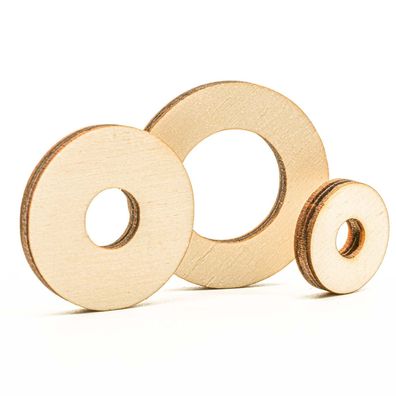 Holzring Sperrholz Pappel 4mm - Ring Loch Holzscheiben