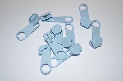 Schieber/Zipper 5 mm Reißverschluss hellblau