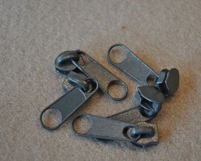 Schieber/Zipper 5 mm Reißverschluss grau/blau