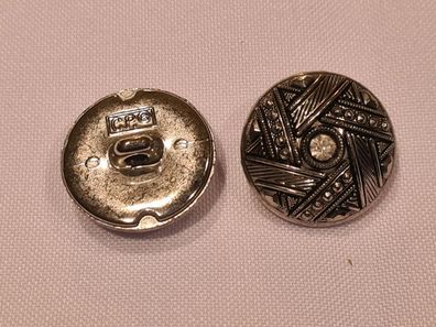 Knopf 22mm Öse Kunststoff Streifen-Stern mit Stein Dunkel Silber