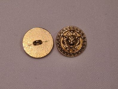 Knopf 18mm Öse Metall Löwenkopf gold