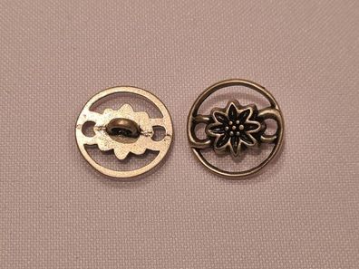 Knopf 18mm Öse Enzian gefräßt Silber Matt