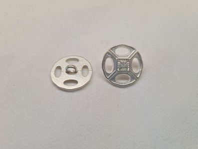 Knopf 19mm Öse Metall Filegran Schildoptik hell silber
