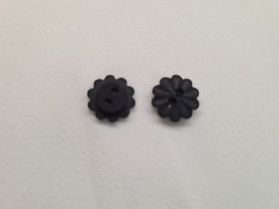 Knopf 11mm 2-Loch Kunsstoff Blümchenform Schwarz
