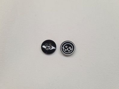 Knopf 11mm 4-Loch mit 2 weißen Ringen Schwarz