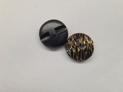 Knopf 20mm Öse mit goldenem Wellenmuster Schwarz