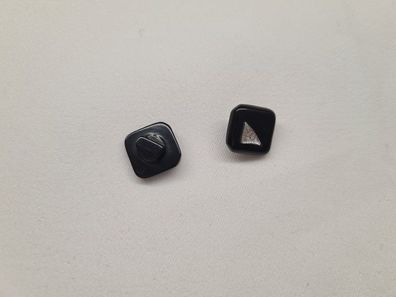 Knopf 12mm Öse Viereck mit glitzer Ecke Schwarz