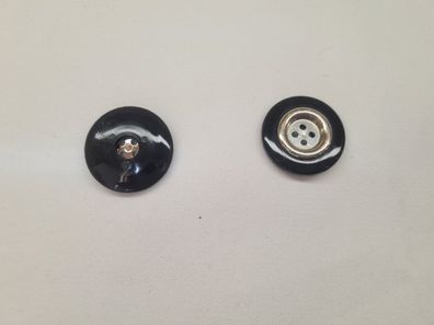 Knopf 28mm 4-Loch mit Silbereinsatz Schwarz