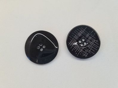 Knopf 23mm 4-Loch mit Gittermuster Schwarz