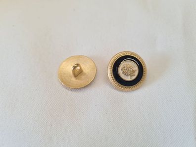 Knopf 17mm Öse Metall Wappen Schwarz/Ecru/Gold