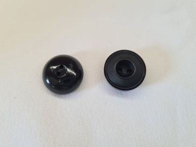 Knopf 20mm 2-Loch Knubbeknopf mit Einbuchtung Schwarz Matt