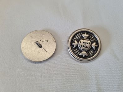 Knopf 25mm Öse Metall Kreuz Wappen Silber