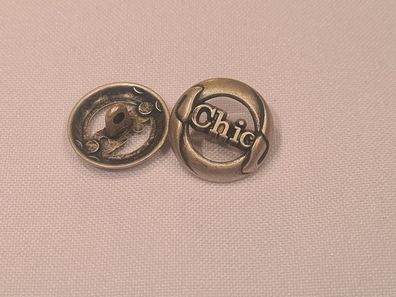 Knopf 18mm Öse Metall Chic Silber Matt