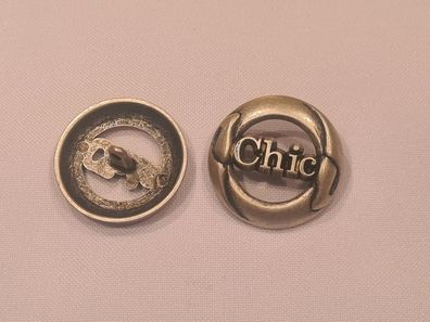 Knopf 28mm Öse Metall Chic Silber Matt