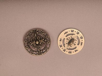 Knopf 20mm Öse Metall Rund Siegelfräsung Silber Matt