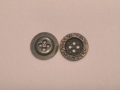 Knopf 17mm 4-Loch Metall Hammerschlagoptik Schwarz/Gold