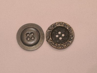 Knopf 12mm 4-Loch Metall Hammerschlagoptik Schwarz/Gold