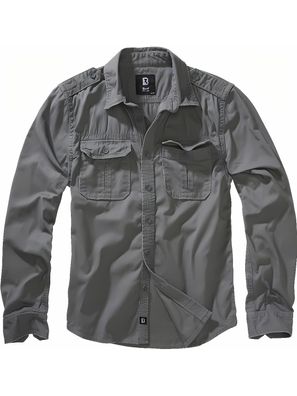 Brandit Herren Hemd Vintage Shirt Long Sleeve Charcoal Grey