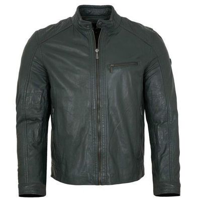 Jilani Collection - Herren Lederjacke Lammnappa sage grün
