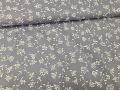 Baumwolle Blumen Ranken Dunkel Flieder/Creme