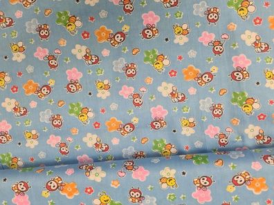 Baumwolle Love Bienchen Blau