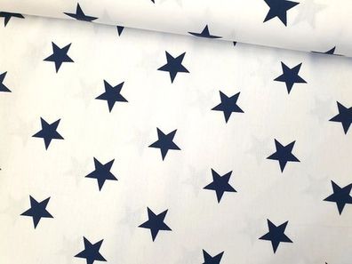 Baumwolle Stars by Poppy weiß/navy