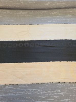 Dekostoff Jaqard Streifen Grau Creme Schwarz Creme