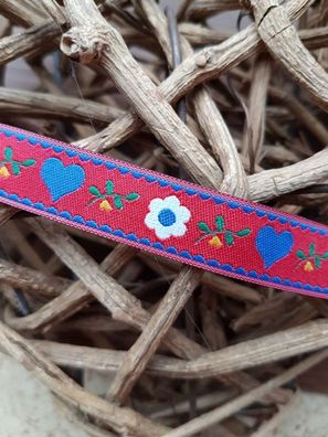 Webband Herz/Blume rot