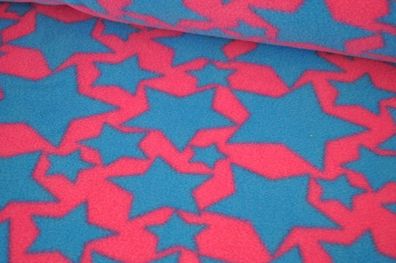 Fleece sterne pink/türkis