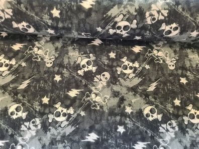 French Terry Skull grautöne