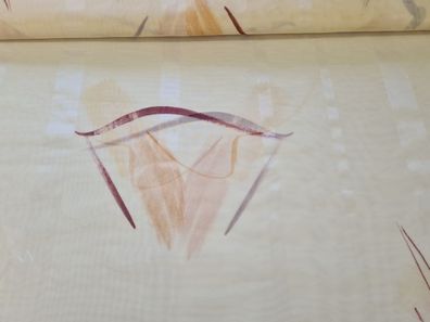 Gardinenstoff Chiffon 30 Streifen Hellgelb mit Muster orange