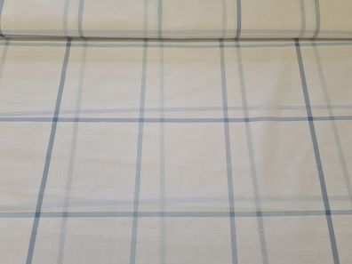 Gardinenstoff Chiffon 34 Karro Weiß Taubenblau