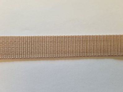 Gurtband 2mm Dick 25mm breit Hellbraun