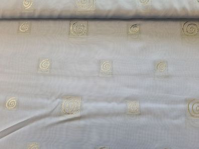 Gardinenstoff Chifon Rauchblau mit Silberkringeln
