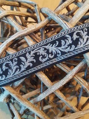 Jacquardborte Ranken schwarz/silber