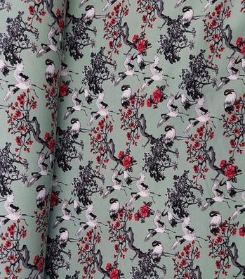 Jersey Megan Blue Kraniche und Bäume old green