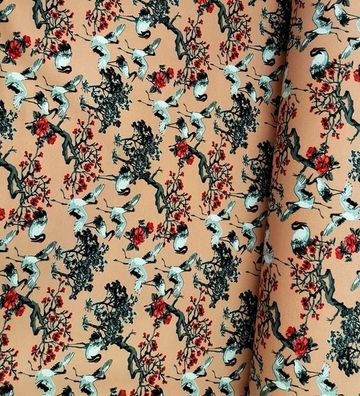 Jersey Megan Blue Kraniche und Bäume salmon
