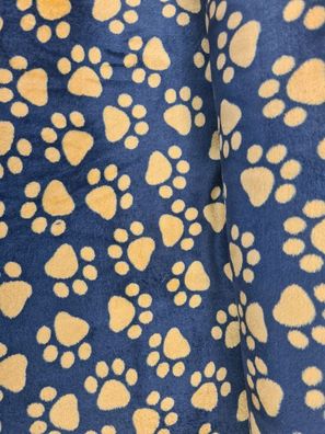 Mikrofleece Pfoten/Tatzen Dunkelblau/Braun