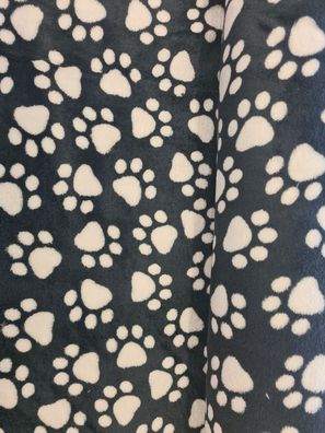 Mikrofleece Pfoten/Tatzen Schwarz/Weiß