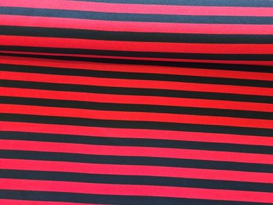 Jersey 1,4 cm Streifen rot/schwarz