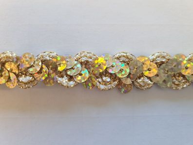 Paillettenband auf Zackenlitze 16mm Gold