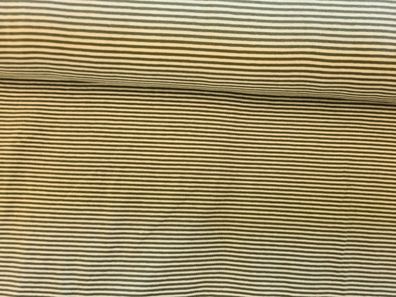Jersey 2mm Streifen weiß/Oliv