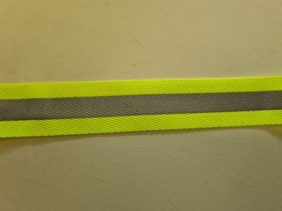 Köperband neongelb 25mm mit Reflektorstreifen 10mm