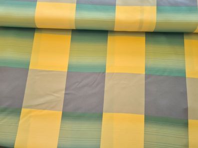 Micro Satin Karo Grün Rauchblau Gelb