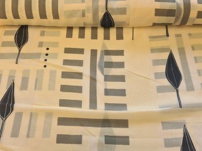 Leichter Dekostoff mit Chiffon Einsätzen Blumen und Streifen