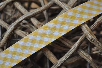 Schrägband maxi vichy karo gefalzt 18 mm gelb