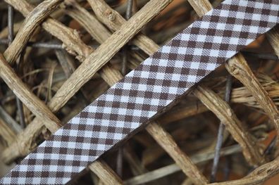 Schrägband mini vichy karo gefalzt 18 mm dunkel