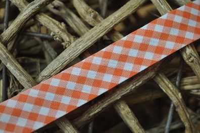 Schrägband maxi vichy karo gefalzt 18 mm orange