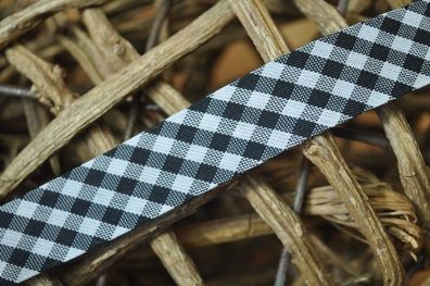 Schrägband maxi vichy karo gefalzt 18 mm schwarz