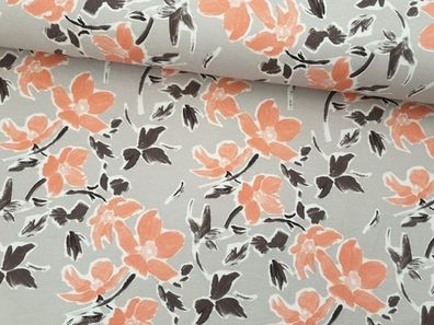 Sommersweat Home Blumen hellgrau/pfirsich